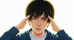 つらい片頭痛を治したい！最新治療と2026年治験情報を解説 - a japanese 人物 suffering from a headache. bright background.