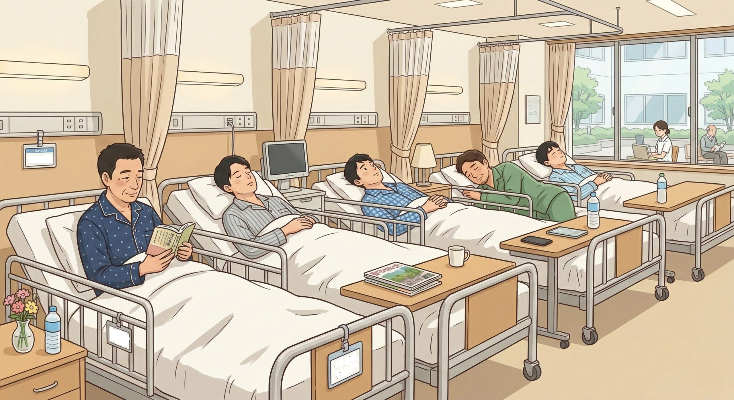 見出し1用: 長期入院治験を「最高の自己投資期間」に変える！賢い大人のための過ごし方ガイド - イメージイラスト