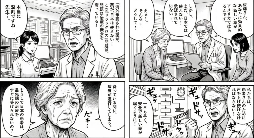 日本新薬開発、なぜ遅れる？「ドラッグ・ロス」の現状と、未来を拓く規制改革の全貌 - イメージイラスト