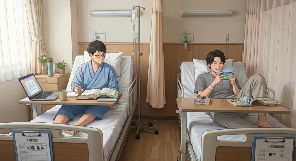 見出し1用: 入院治験、どんな人が参加してる？学生・フリーターのリアルな声と賢いスケジュール戦略 - イメージイラスト